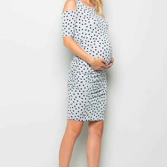 My bump poke a dot cold shoulder maternity dress - Picture 5 of 5